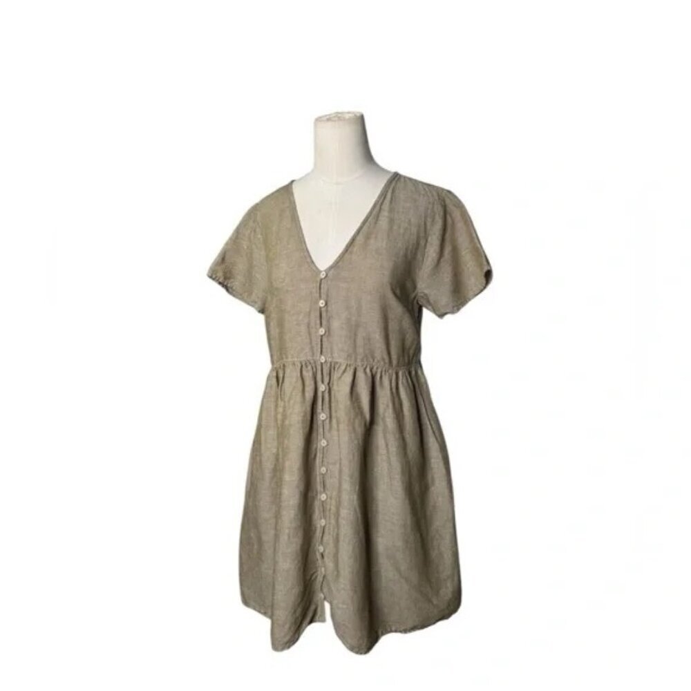 MADEWELL LINEN BUTTON FRONT BABY DOLL DRESS AL713 - Small - Picture 2 of 7
